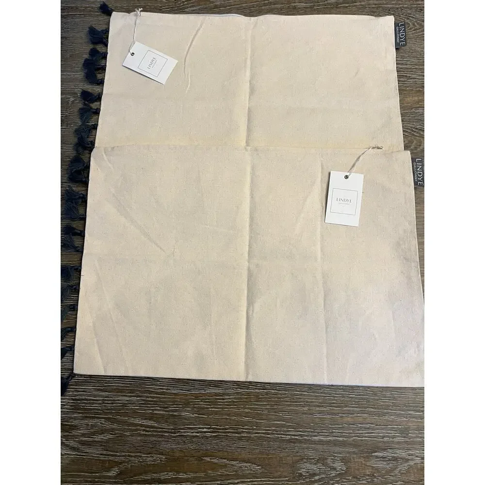 NWT Lindye Galloway Set‎ Of 2 Pillow Covers Beige Blue Cotton Made in India
